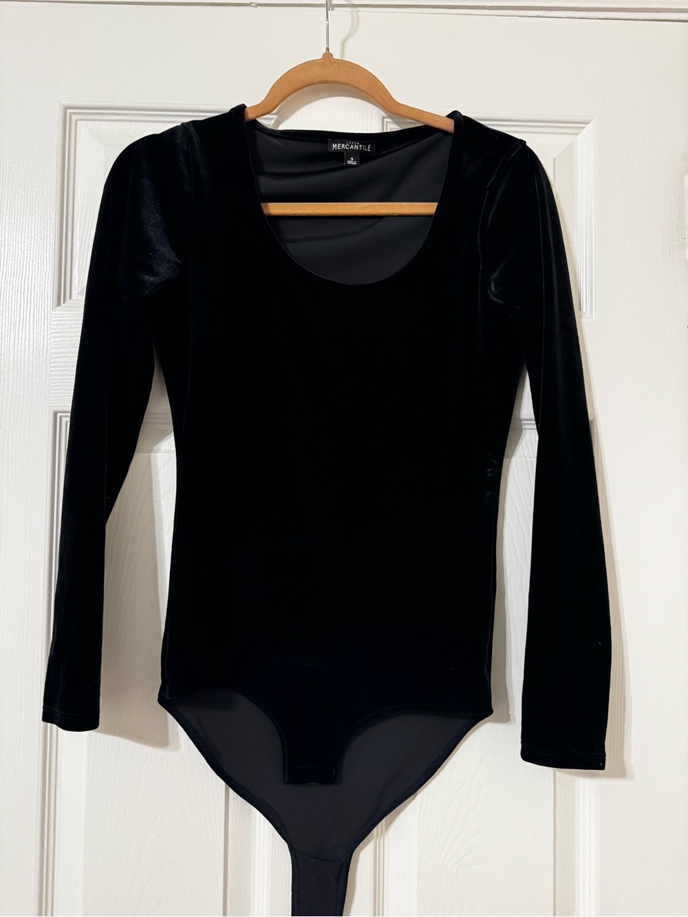 J. Crew Black Velvet Long Sleeve Scoop Bodysuit